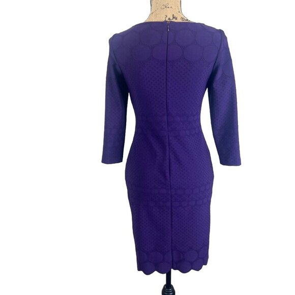 Julia Jordan Purple Textured 3/4 Sleeve‎ Sheath Dress Womens Size 2 - Picture 4 of 8